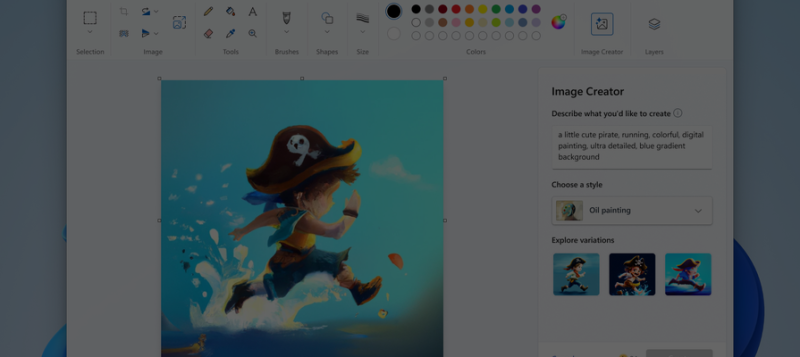 Microsoft добавила в Paint ИИ-генератор изображений по описанию и наброскам